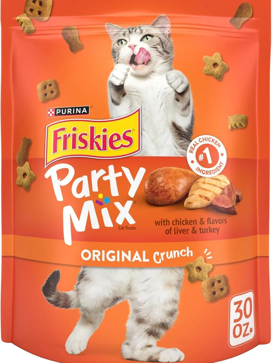 Purina Friskies Cat Treats, Party Mix Original Crunch - 30 oz. Pouch
