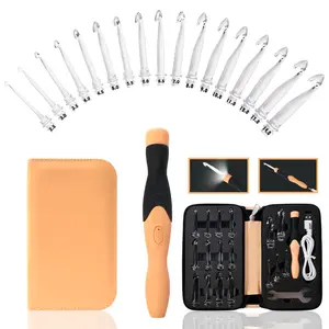 17 Sizes Light Up Crochet Hooks 2.5mm~14.0mm,Rechargeable Light Up Crochet Hooks with Case
