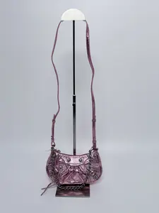 Pre-owned Balenciaga Leather Crossbody Bags Metallic Pink Chain Shoulder Bag Authentic BB005Fei