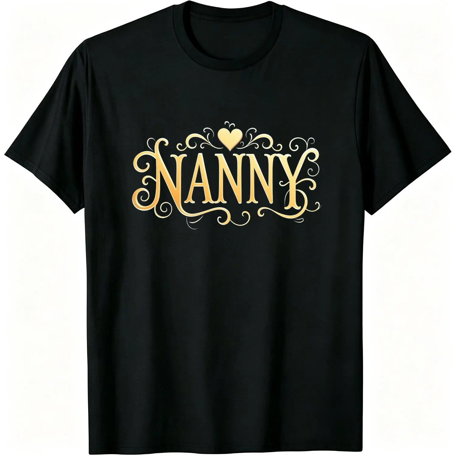 Plus Size Plus Size Plus Size Men's T-Shirt Black Golden nanny Text Design Breathable Summer Shirt for Nannies caregivers Moms Machine Washable Casual Top