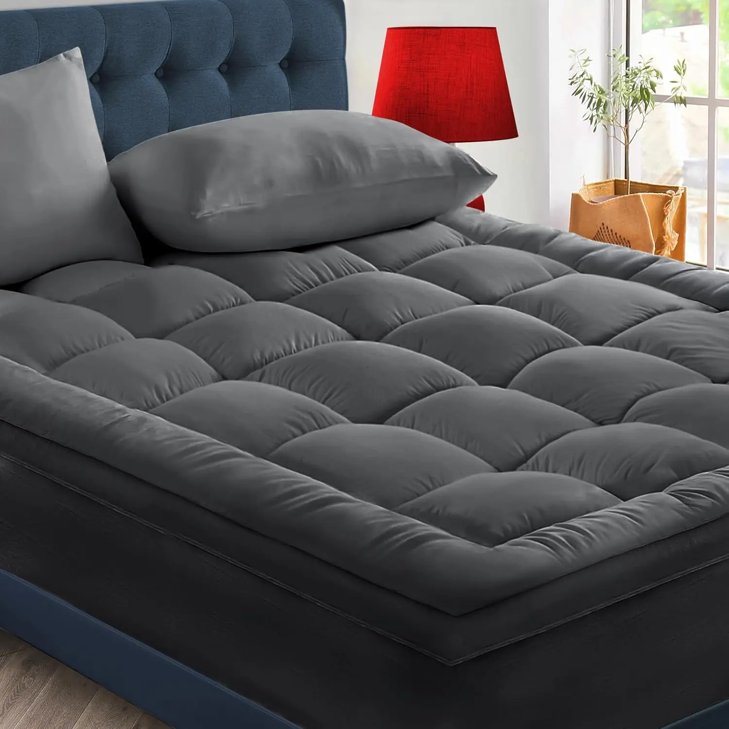 Mattress Topper Queen Size Extra Thick Mattress Pad 8-21" Deep Pocket Soft Down Alternative Fill Mattress Protector Pillow Top Mattress Cover