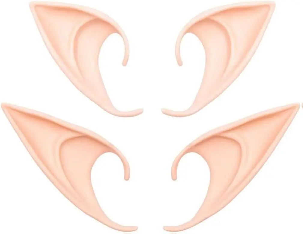 2-Set Reusable Mask Cosplay Soft Pointed Latex Fairy Elf Ears, Comfortable Costume Accessory with Tape for Halloween, Christmas (Festive & Party Supplies, Cosplay Character Accessories)