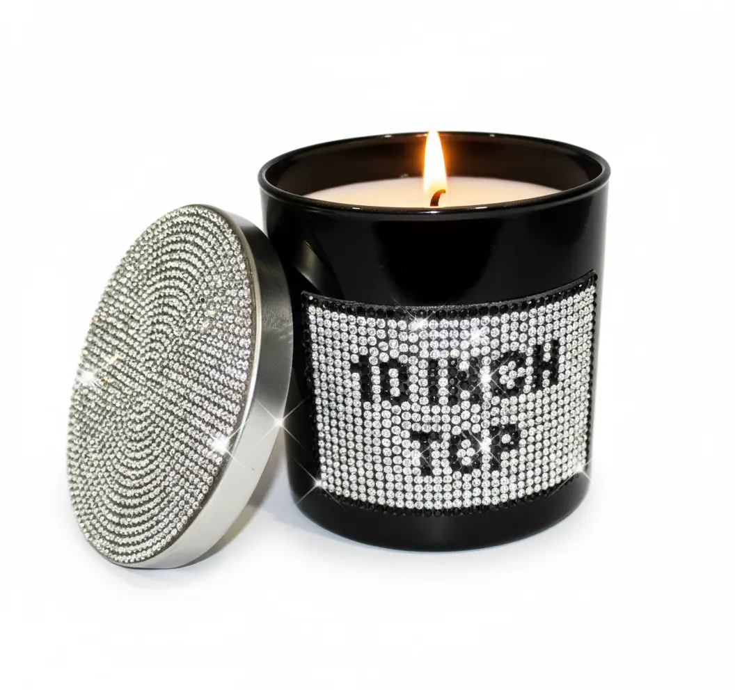 crystal rhinestone slogan candle