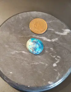 Polished Handcrafted 17x15mm 13.88ct Freeform Azurite w/ Chrysocolla Cabochon - A CS Original Piece