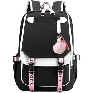 Girls Backpack Aesthetic Backpack Cute School Bag Bookbag with USB Charge Port Outdoor Daypack for Teen Girls