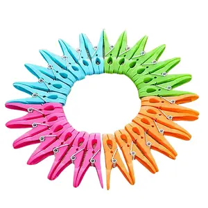 24Pcs Plastic Laundry Clothes Pins Hanging Pegs Clips Household Food Clip Clothespins Socks Underwear Drying Rack Holder Hangers Organiser