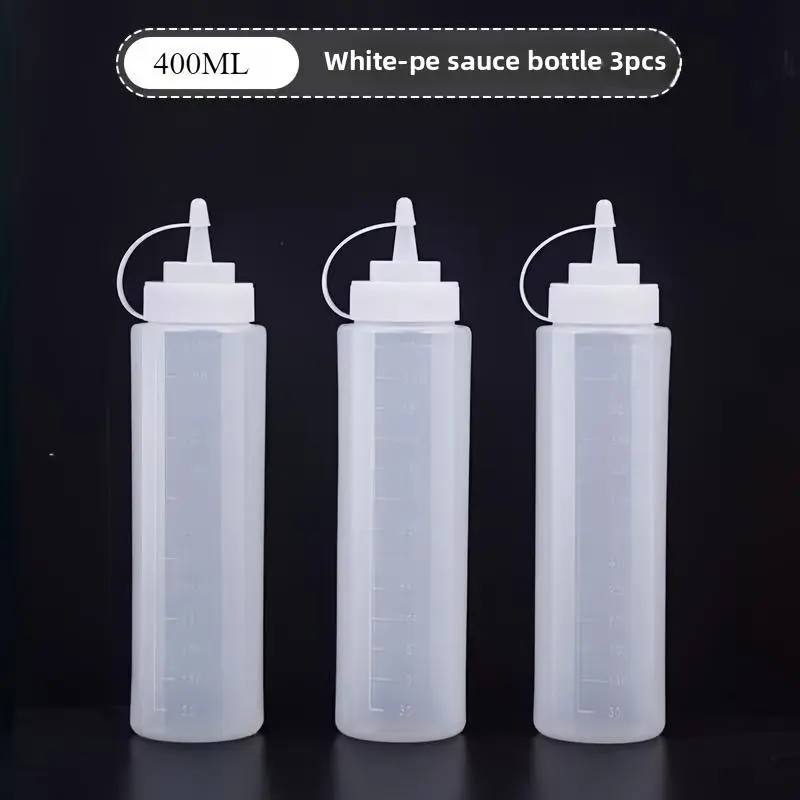 3pcs Seasoning Bottle, Salad Dressing, Press Squeeze Bottle, Plastic Squeeze Bottle, Kitchen Seasoning Bottle, Tomato Sauce, Mustard, Barbecue Sauce, Salad Dressing, Olive Oil Container Dispenser, Kitchen Seasoning Bottle