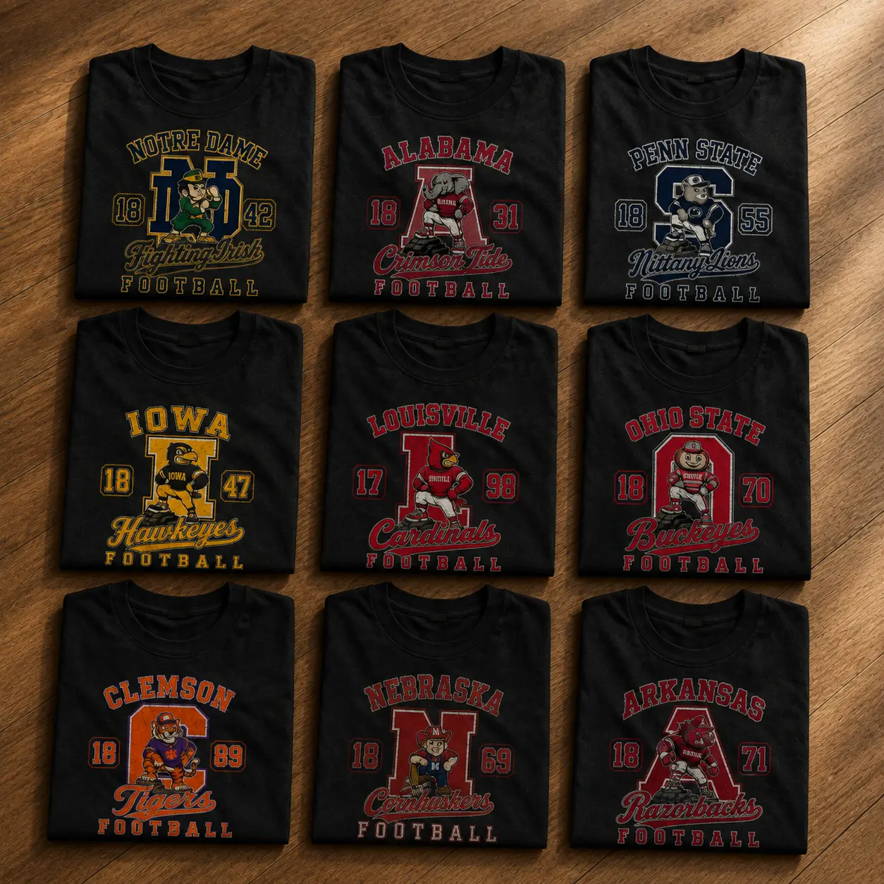 Vintage College Football Graphic T-Shirt, Retro 90s Mascot Sports Tee, Distressed University Game Day Shirt, Black Collegiate Fan Apparel, Old School Campus Football Gift, Unisex Tee