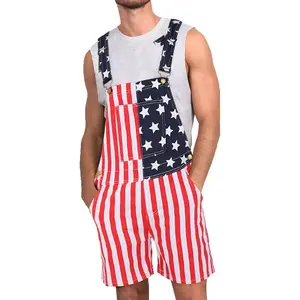 Stretch Fit Patriotic Bibs for Men & Women – American Flag Overalls for Summer Street Looks, Independence Day Travel Wear, Concert Style, and National Holiday Get-Togethers