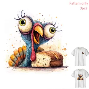 Charming Cute Guarding Turkey T-Shirt Heat Transfer Vinyl, Creative Design, Fashionable DIY Clothing Iron-On Decal, Apparel Accessory, Pattern Only