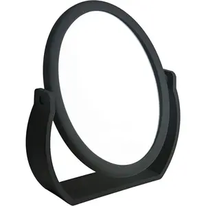 Double-Sided Free-Standing Swivel Vanity Mirror Regular & 10X Magnification For Make-up & Shaving Freestanding Tabletop Rubberized Black