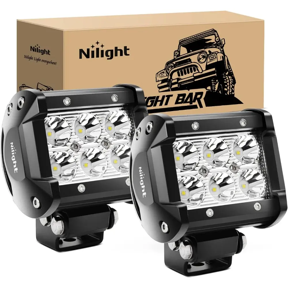 Led Pods 2Pcs 18W 1260LM Spot Off Road Lights Super Bright Driving Fog Work Lighting Bar For Trucks,Van,Camper,Wagon,Car,Pickup,Golf Cart,ATV,UTV,SUV,Boat,4x4