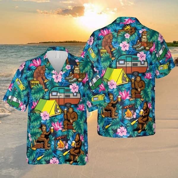 Bigfoot And Beer Hawaiian Shirt | Cool Summer Anime Vibes for Men & Fans