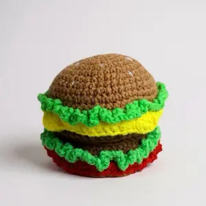 Crochet Burger Compact Mirror keychain