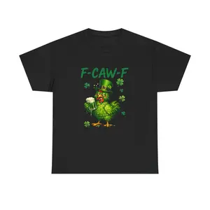 Funny St. Patrick’s Day Shirt – F-CAW-F Irish Chicken Beer T-Shirt – Shamrock Leprechaun Graphic Tee for Men & Women