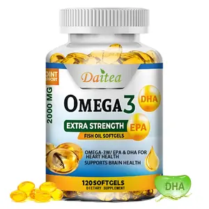 Daitea Omega-3 Health Supplement Rich in EPA and DHA for Brain, Heart, and Joint Health 120 Capsules