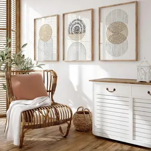 Islamic Wall Art Set, Modern Pine Design, Home Decor Poster, Digital Print, No Precious Metal Plating, Made in China