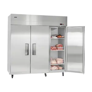 VEVOR Commercial Freezer, 71.65 in Width Reach In Upright-Freezer Three Door, 50.2 Cu. ft Auto-Defrost Stainless Steel Freezer with 12 Adjustable Shelves, -11 to 14 Temp Control, LED Light, 4 Wheels
