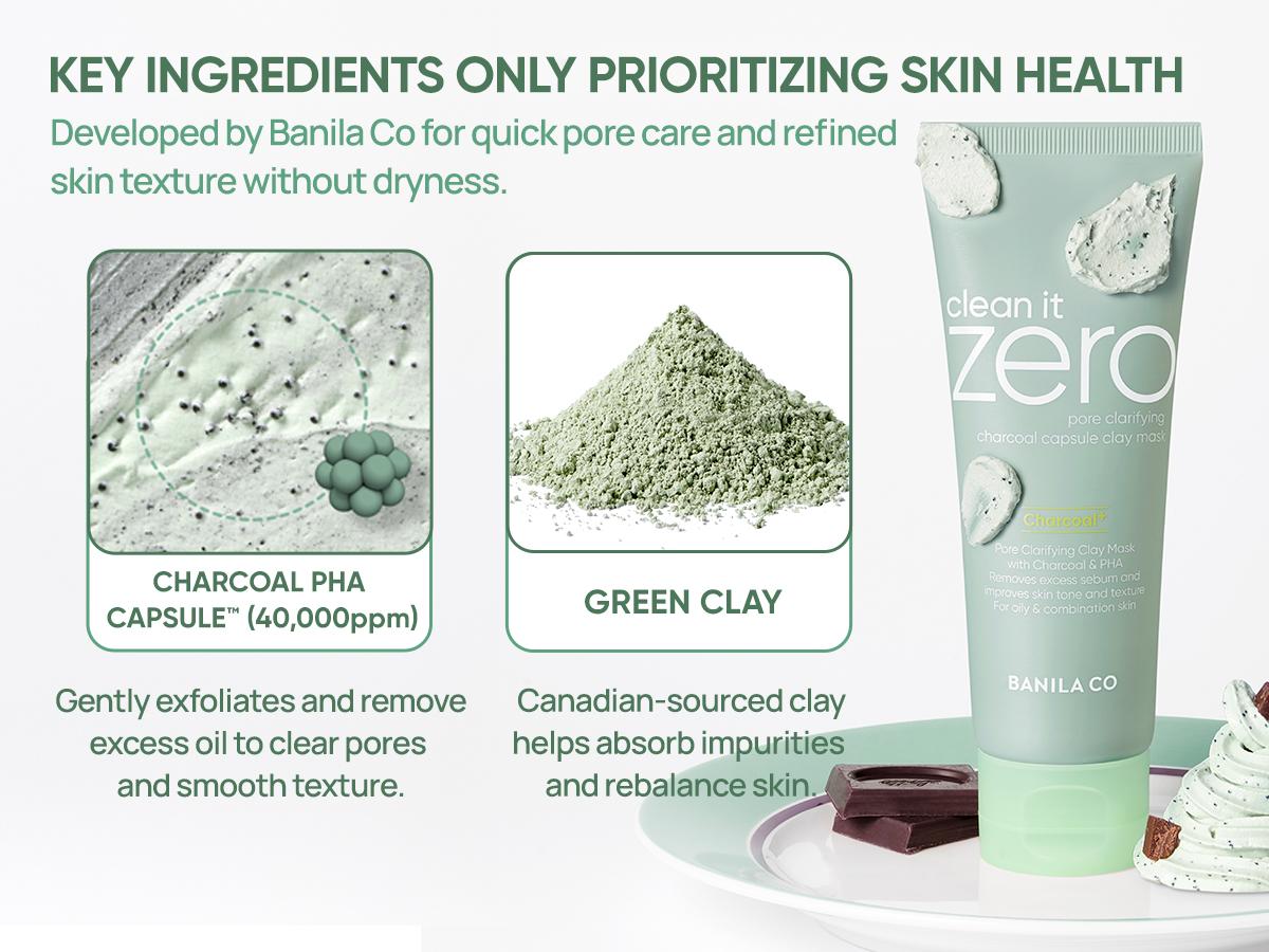 Banila Co Clean It Zero Charcoal Capsule Pore Polish Mask | Gentle Exfoliating Facial Polish with Charcoal PHA Capsules & Green Clay | Korean Skincare for Oily & Sensitive Skin