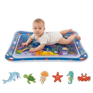 Tummy Time Water Mat for Babies, Inflatable Tummy Time Water Play Mat, with Bright and Colorful Patterns, for Interactive and Fun Early Learning, Ocean-Themed