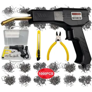 2-in-1 Plastic Welding Machine 150W Hot Stapler Bumper Repair Kit, 1000 Staples Smoothing Heads Carrying Case, Professional Plastic Crack Fix Tool