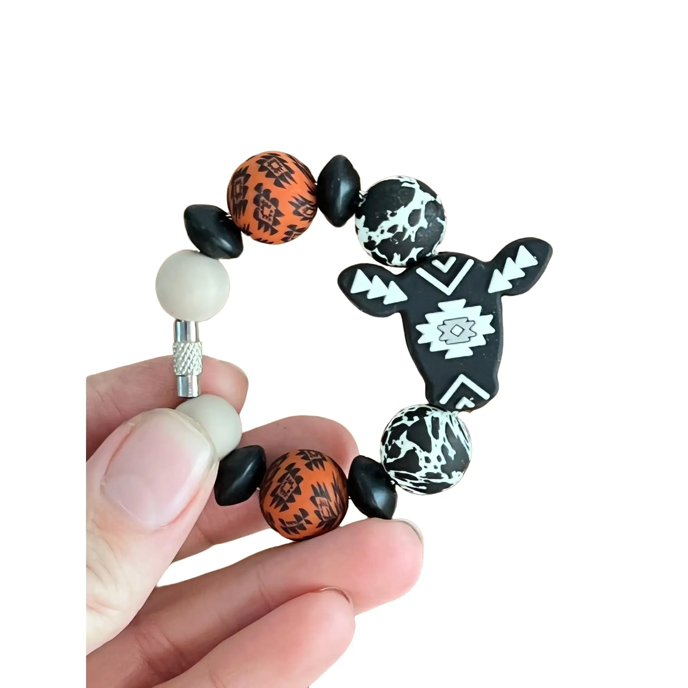 Rust Aztec Cow Cowhide Tumbler Cup Charm