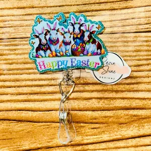 Happy Easter Cow Badge Reel