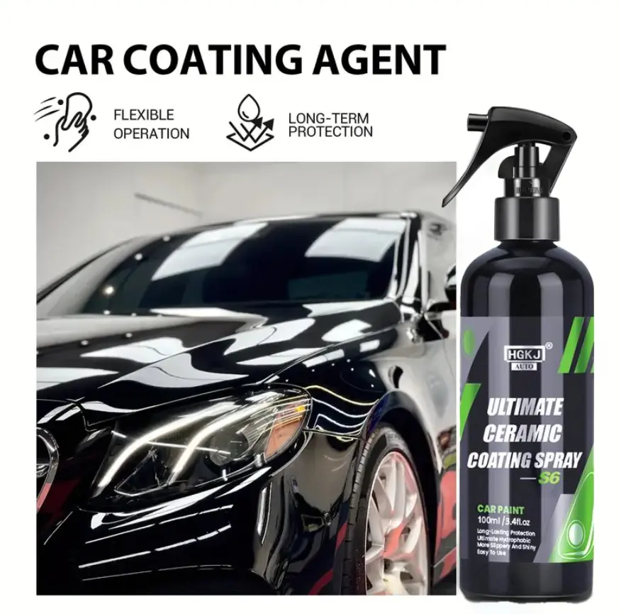 S6 Auto Waterless Nano Ceramic Coating Spray - DIY, Super Hydrophobic, Anti-Stain, Easy Shine, Flexible Operation, Long-Term Protective Coating for Car Paint, Diy Ceramic Coating
