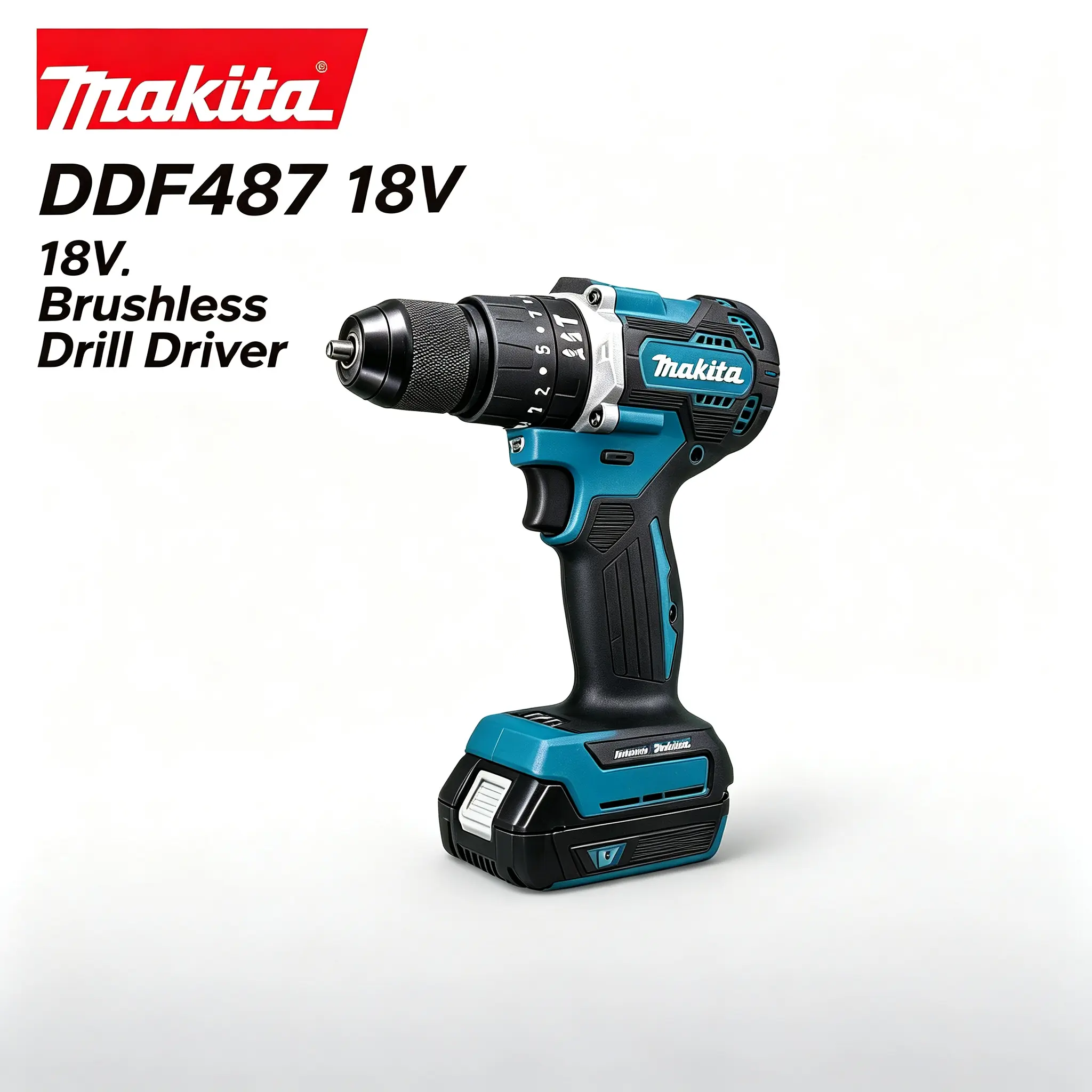 Makita DDF487 18V Lithium-Ion Brushless Cordless Drill Driver, 40N-m Max Hard Torque, 1/2 in Keyless Chuck, for Construction, Woodworking Tasks sds-plus rotary hammer drill 900 dcf bauer wrenches power pro hardware