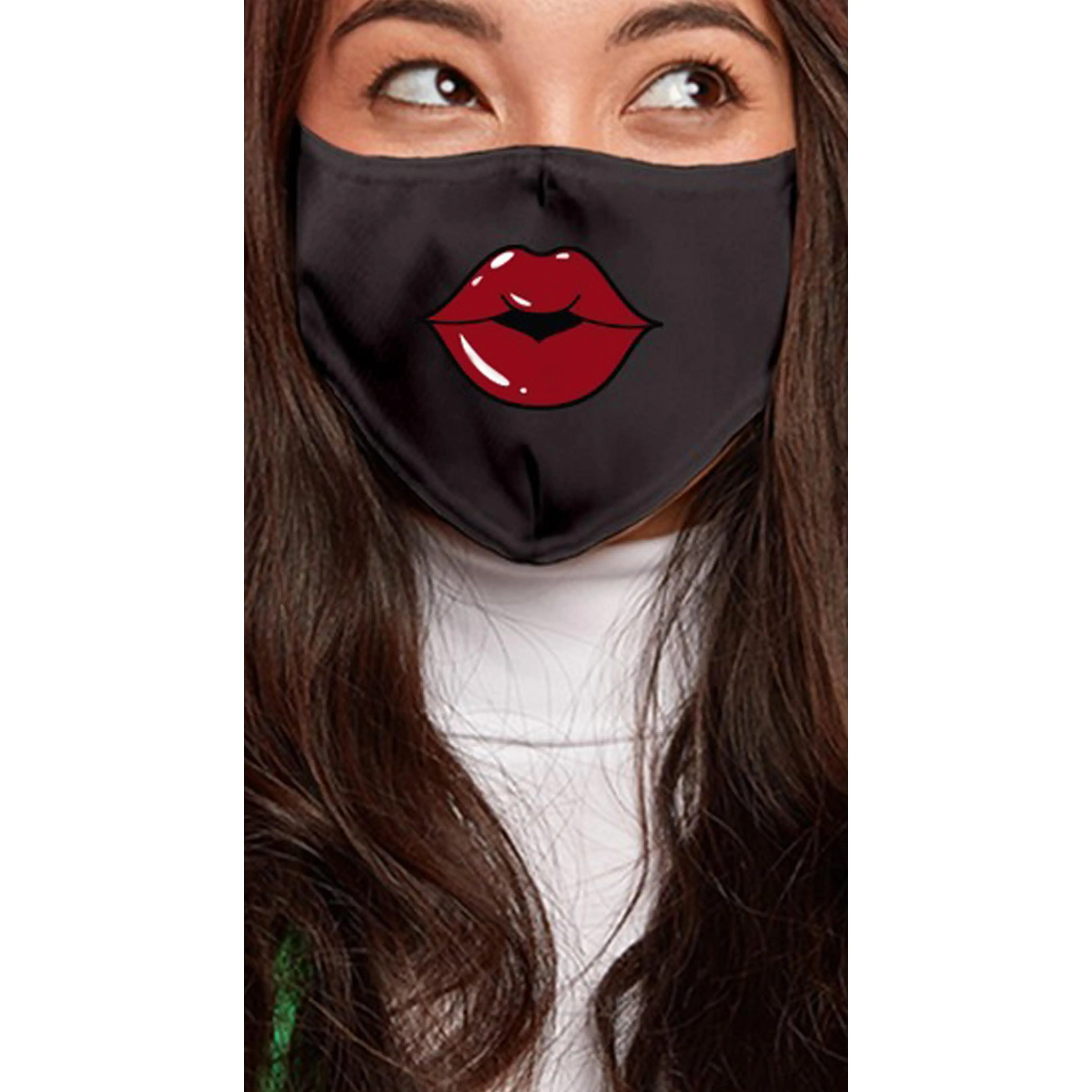 Lips Dark Red Black Women's Reusable Face Mask