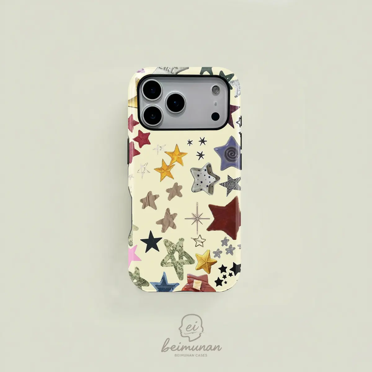 Star print phone case, heavy duty shockproof 2 in 1 protective cover Shockproof Protector, for iPhone 17 16 15 14 13 12 Pro Max, Samsung Galaxy S25 S24 S23 S22 Ultra series festive gift minimalist fashion case Smartphone