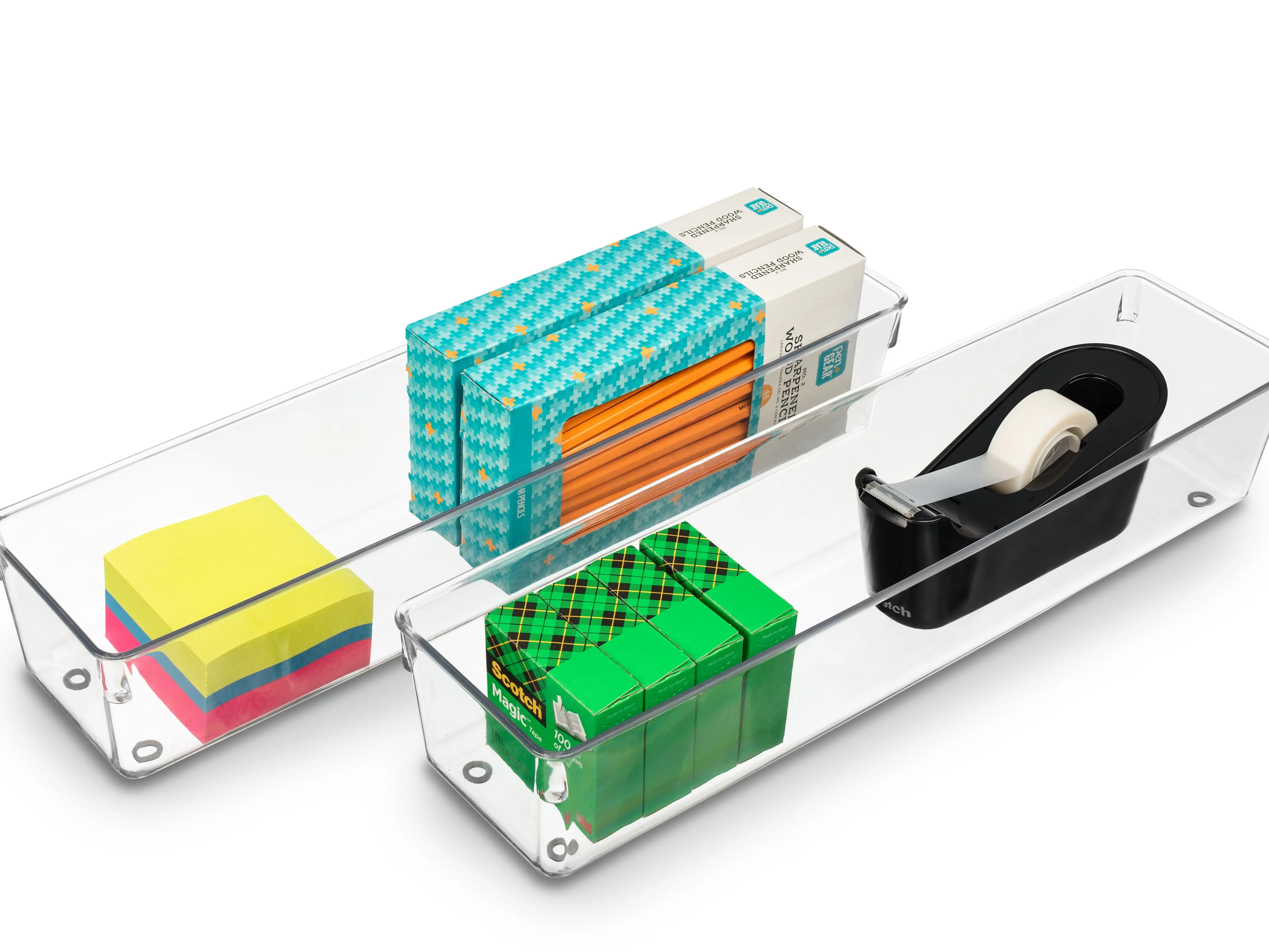 Sorbus Clear Drawer Organizer 2 Pack - Home Organizer for Storage Boxes and Bins Plastic Set Organizing Tool Multi Compartment Design