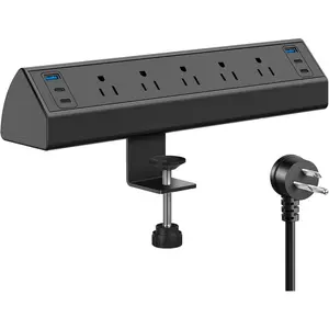 Desk Clamp Power Strip USB C,40W Total Fast Charging Station,4 PD 20W USB C Ports,Desk Edge Mount Surge Protector,5 Outlets,Fit 1.96" Tabletop Edge,ETL Listed