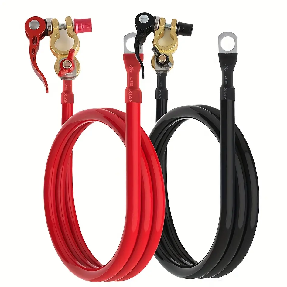 The car battery terminal comes with a 10AWG connection cable. It is suitable for car battery tools, battery inverters, positive and negative poles, and car terminal posts for starting car, truck and motorcycle batteries Brass material without battery, Car
