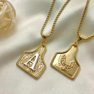 Western Bull Initial Pendant Necklace & Keychain — Gold-Plated Unisex Accessory. Adjustable design, perfect for everyday wear. A great gift for Valentine’s Day, friends, family, or anyone who loves Western style.