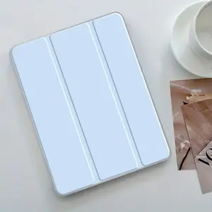 Light Design Clear Acrylic Protective Case with Pencil Holder, Trifold Stand Protective Cover, Auto Wake/Sleep Tablet Case for iPad 10th Generation