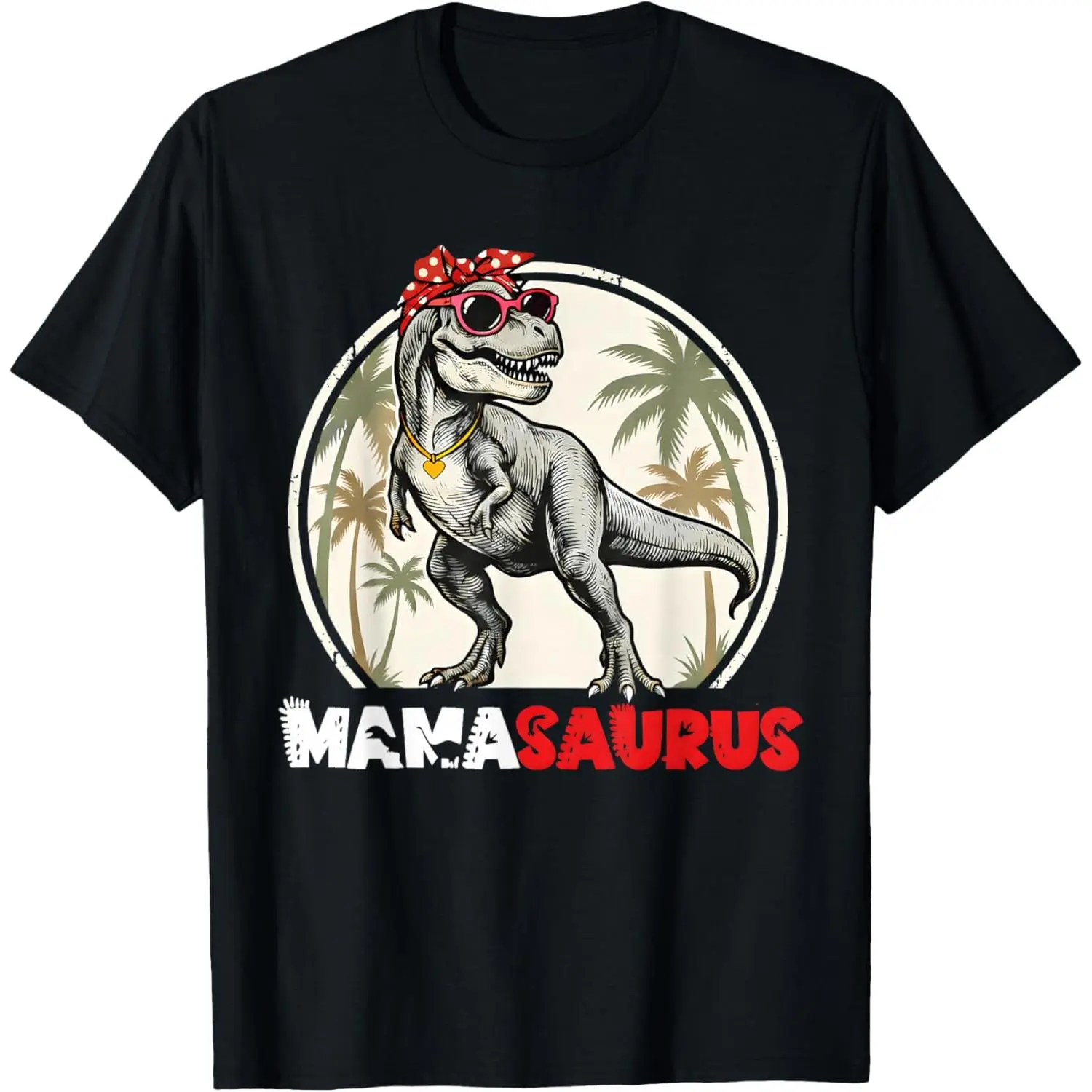 Women's 100% Cotton Round Neck Short-Sleeve Graphic T-Shirt - Mamasaurus T-Rex Dinosaur Mom Design, Everyday Tops for Mother's Day