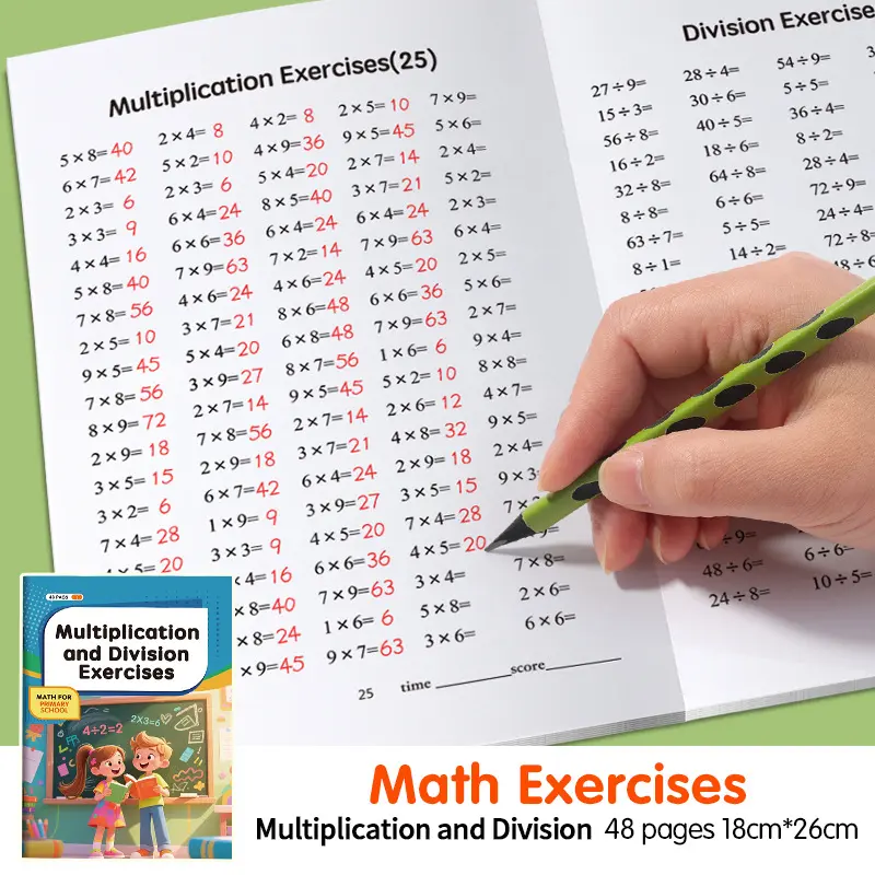 1 set, multiplication and division practice workbook, math training for preschool to elementary transition, multiplication table calculation book, develops children's arithmetic skills, math course for kindergarten and elementary school, Teaching Supplies