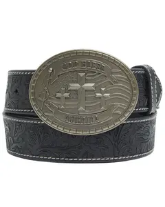 Cody James Men's God Bless America Tooled Buckle Belt - Cjaho25bt4-Blk