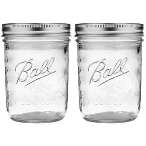 Wide Mouth Pint Mason Jars with Lids & Bands |     16-oz |     2-Pack