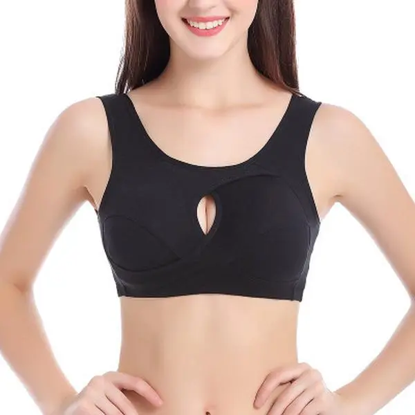 Plus Size Women's Cotton Bralette - Buckle-Free, Wire-Free Sleep Top, Quake-Proof Lingerie with Removable Pads Mesh Adjustable