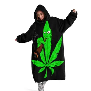 hoodie blanket, Wearable Blanket, Lightweight Throw Blanket, Hooded Blanket Wearable Digital Print Flannel, Soft Warm Blanket with Vibrant Leaf Design, Perfect for Sofa Home Leisure Air Conditioning Nap Office Bed Camping Travel Gift