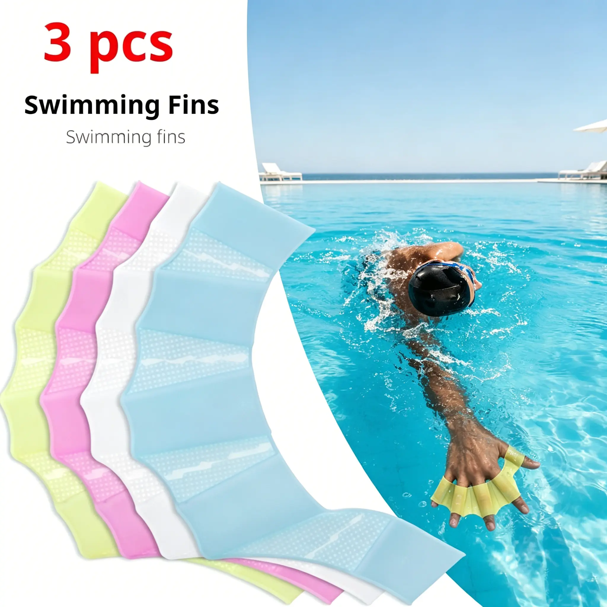 3pcs Silicone Frog-Shaped Swimming Finger Pads, Diving Training Hand Paddles, Water Sports Diving Aids