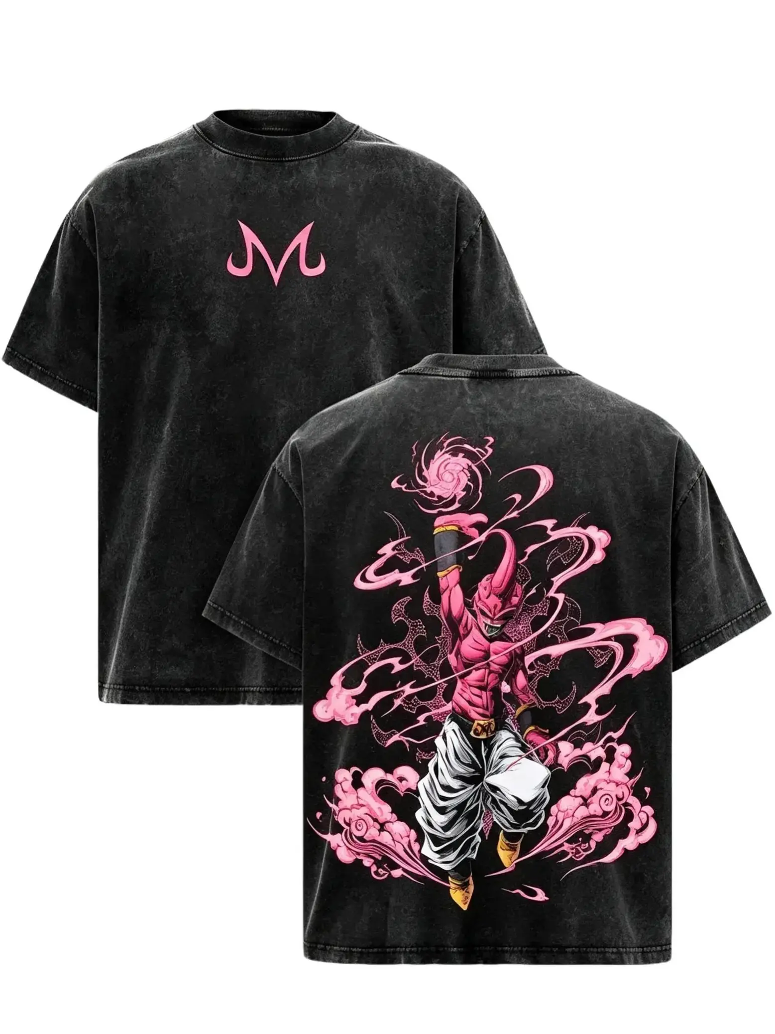 Majin Buu Anime Washed T Shirt Men Oversized Vintage Streetwear Tee Y2K Graphic Anime Shirt Retro Casual Unisex Heavyweight Cotton Top