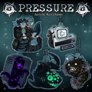 Deep Sea Horror Acrylic Keychain | Cute Anglerfish and Mutant Shark Charm | Retro Computer AI Keyring | Dark Ocean Monster Backpack Accessory Gift