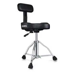 LEKATO Drum Throne with Backrest, Height Adjustable, Hydraulic Drum Chair, Heavy Duty Drum Seat with Back Rest, Motorcycle Style Drum Stool for Drummer Adults