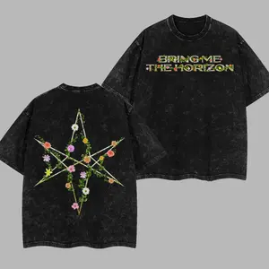 [$$$MANLIFE] Bring Me the Horizon Floral Hex Retro Unisex Acid Washed T-Shirt, POST HUMAN project  Washed T-Shirt, Bring Me the Horizon 2026 Tour, Metalcore Vibes Shirt, Alternative Streetwear Essential for Rock Lovers