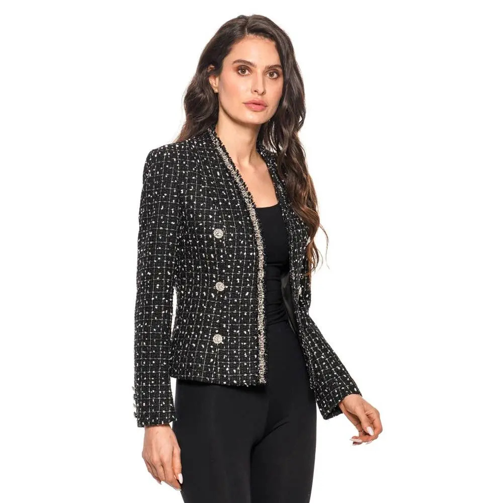 ADORE Pearl Tweed Blazer Jacket (Black/White)