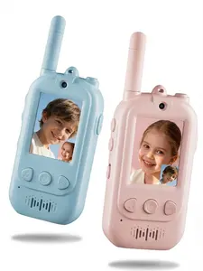 【Upgraded】Kids Video Walkie Talkies 2-Pack, Rechargeable Video Intercom Toy for Boys & Girls, Fun Indoor Outdoor Communication for Camping, Family Play, Ages 3–12 (Blue & Pink)