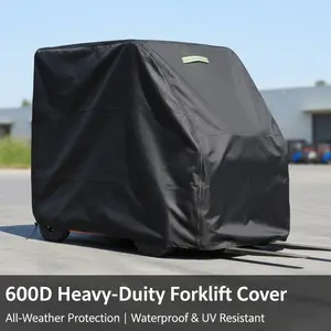 Forklift cover, 600D Oxford cloth waterproof and UV-resistant protective cover, windproof and tear-resistant, with clips, suitable for most forklifts, dimensions 100×45×80 inches, all-weather outdoor equipment protection, cover only.